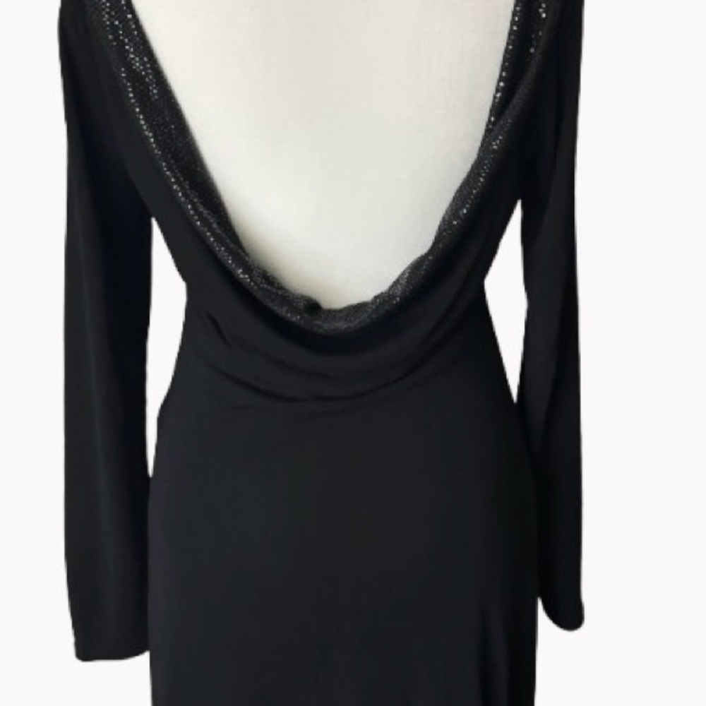 Sandro Paris Draped Black Dress Designer Maxi Midi Evening Long Open Back 8 10 - Picture 4 of 15